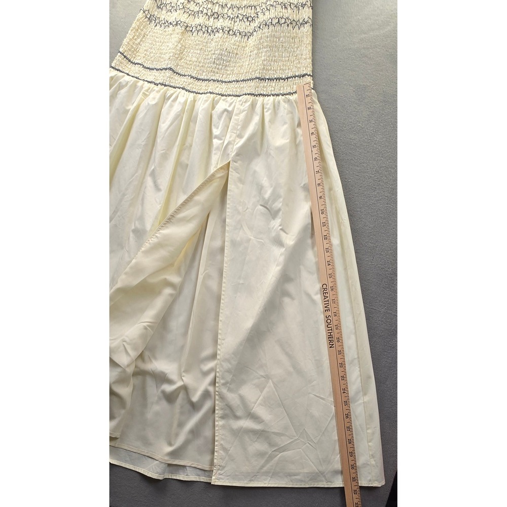 EB Luxe Los Angeles Cream Smocked Strapless Dress Cotton Stitch LS1820 LARGE - Picture 7 of 12